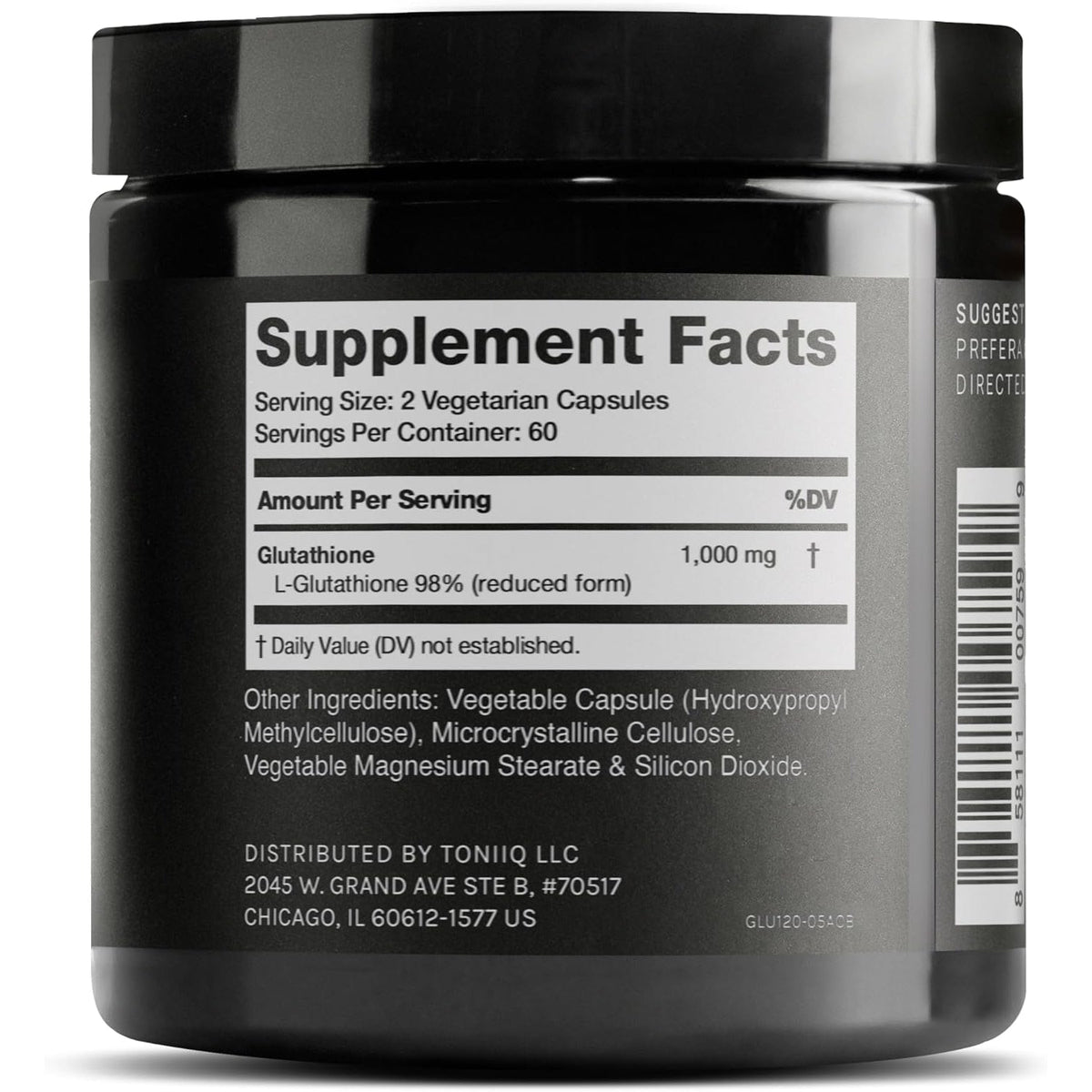 Toniiq Ultra High Strength Glutathione Capsules - 1000Mg Concentrated Formula - 98%+ Highly Purified and Bioavailable - Non-Gmo Fermentation - 120 Capsules Reduced Glutathione Supplement