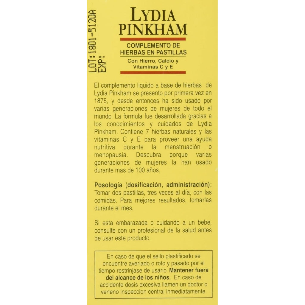 Lydia Pinkham Herbal Supplement Tablets for Menstruation and Menopause Support, 72 Count