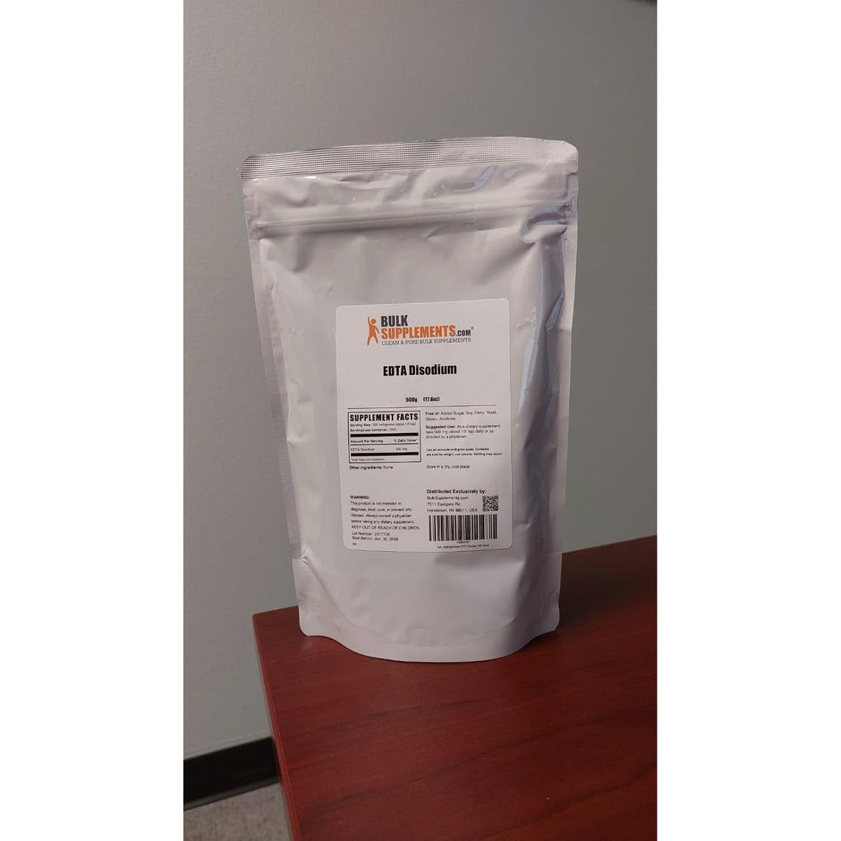 Bulksupplements.Com Disodium EDTA Powder - EDTA Disodium Salt, Food Additive - Food Grade, Pure, & Gluten Free, 500Mg per Serving, 500G (1.1 Lbs) (Pack of 1)