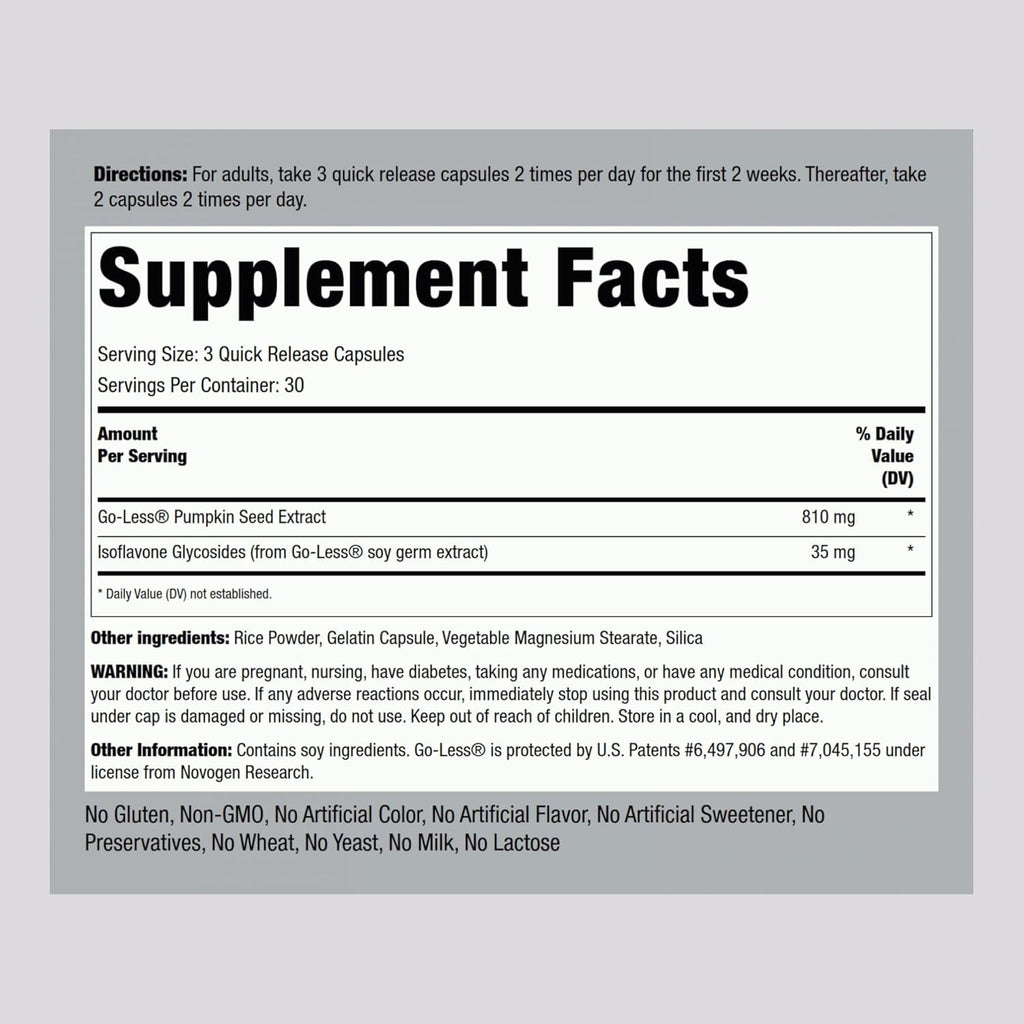 Piping Rock Bladder Control Pills for Women and Men | 90 Capsules | Maximum Strength Formula | Pumpkin Seed Extract | Non-Gmo, Gluten Free Supplement