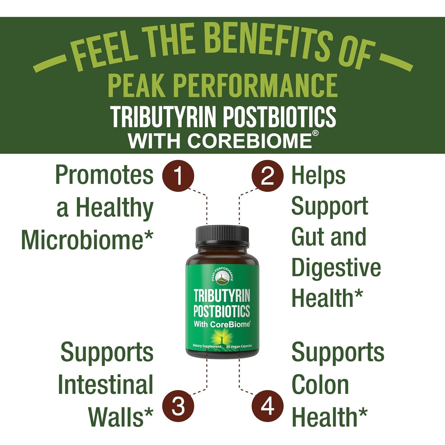Corebiome Tributyrin Postbiotic Supplement Clinically Tested for Gut Health. More Effective than Sodium Butyrate Capsules. High Bioavailability Post Biotics for Digestive, Leaky Gut, Colon, Microbiome
