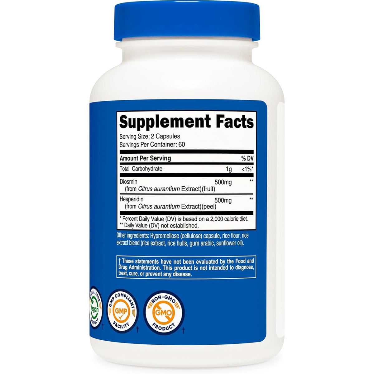 Nutricost Diosmin with Hesperidin (1000Mg) Complex 120 Capsules - 500Mg of Diosmin and 500Mg of Hesperidin per Serving (60 Servings), Vegan, Gmo-Free, Gluten-Free