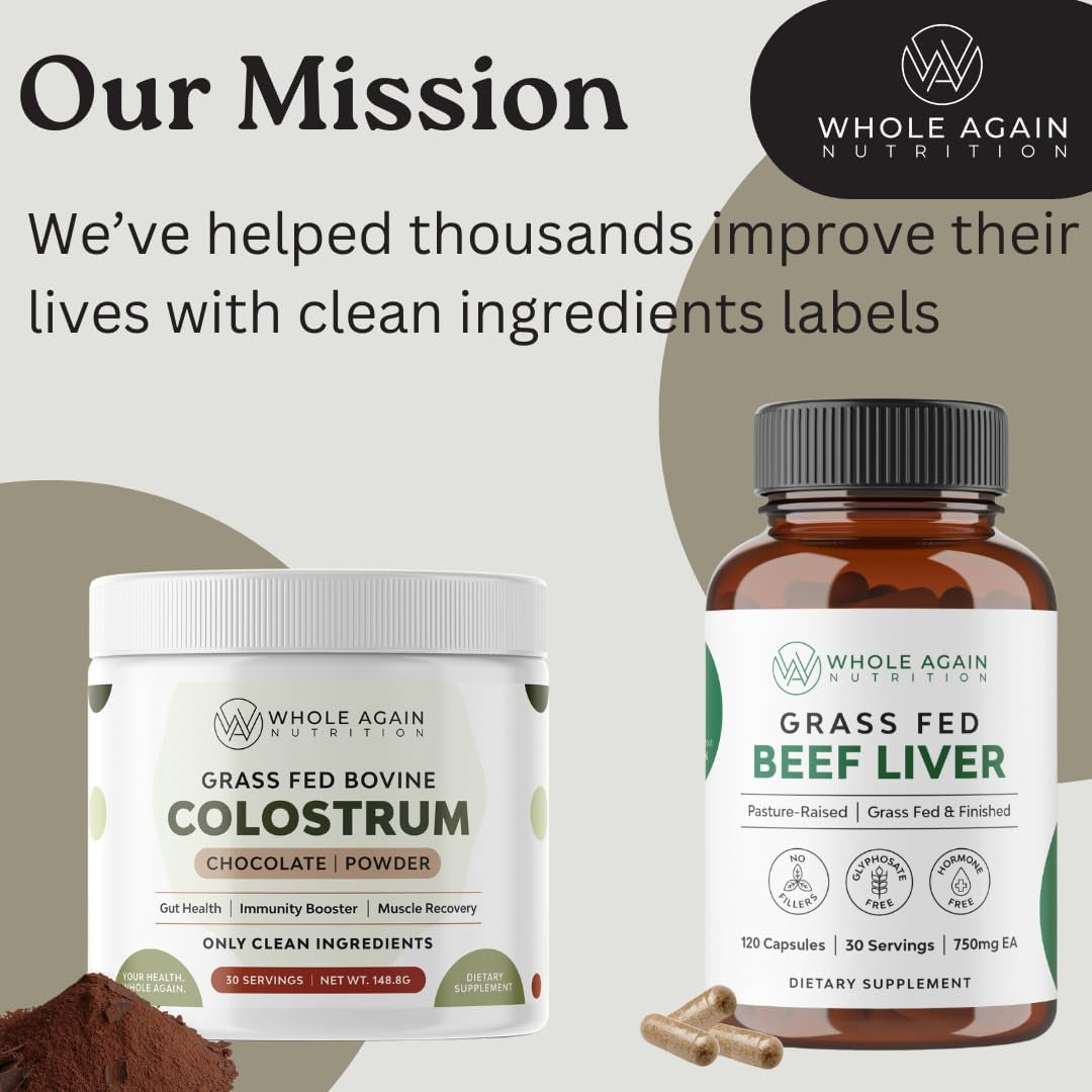 Grass Fed Beef Liver Capsules - 100% Pasture Raised - No Fillers or Flow Agents - 120 Count 3,000Mg Serving - 30-Day Supply - Iron and Energy - Grass Fed Desiccated Liver Supplement