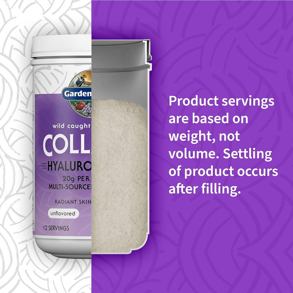 Garden of Life Marine & Grass-Fed Collagen Peptides Powder Supplement (Type I, III) with Probiotics, Bcaas & Hyaluronic Acid for Radiant Hair, Skin & Nails – Unflavored, 20G per Serving, 12 Servings