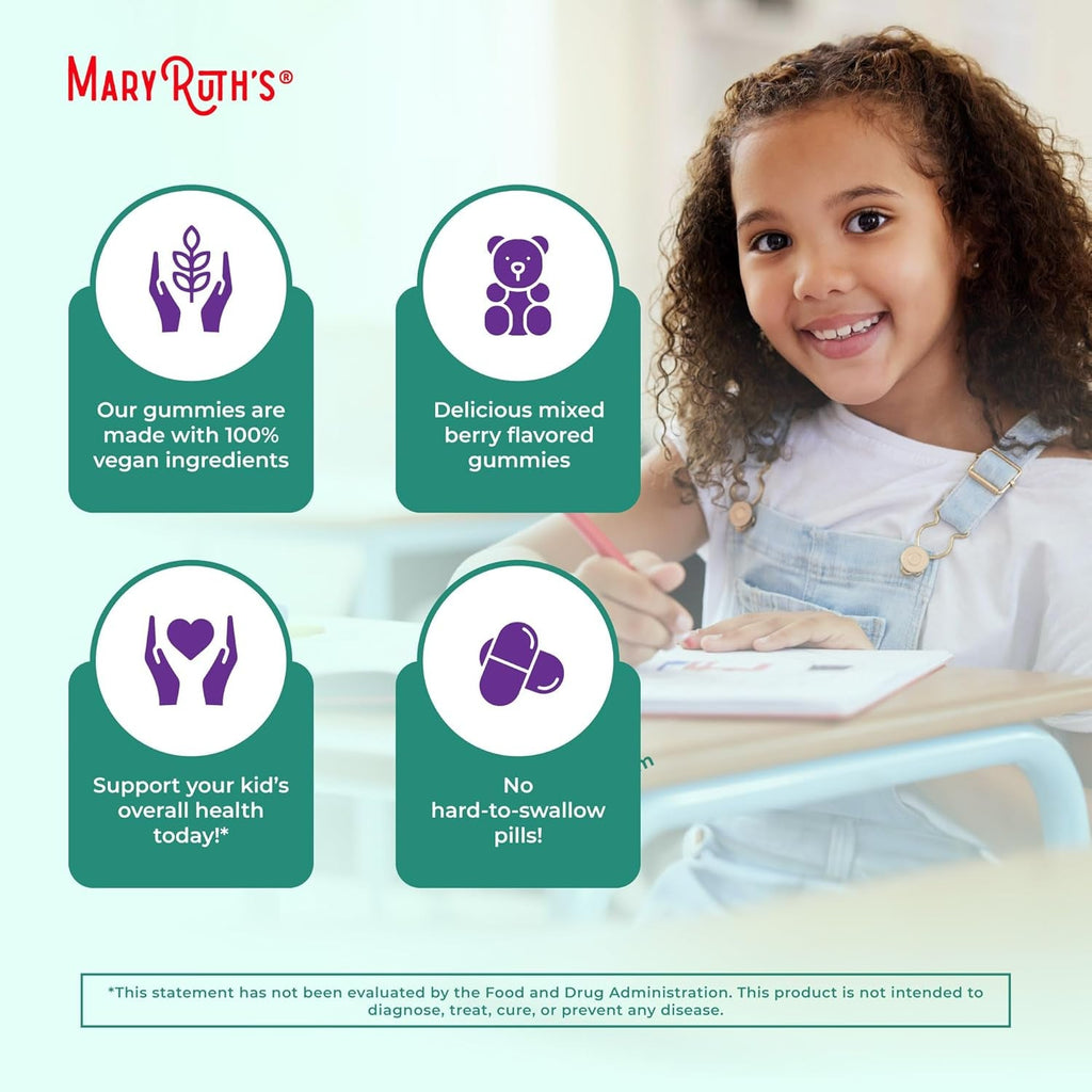 Maryruth Organics Kids Immune Support Gummies | USDA Organic | Vitamin C, Zinc, and Elderberry Gummies for Kids| Immune Support for Ages 4+ | Vegan | Non-Gmo | Gluten Free | 60 Count
