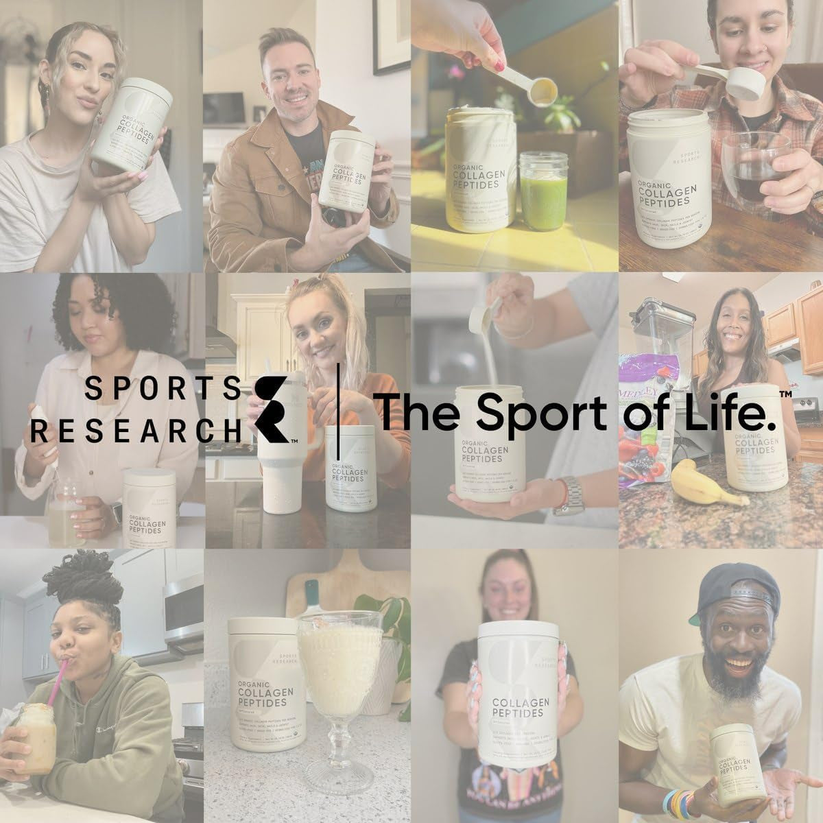 Sports Research Multi Collagen Protein Powder (Type I, II, III, V, X) with Hyaluronic Acid + Vitamin C | 5 Types of Food Based Collagen, 30 Servings (Unflavored)