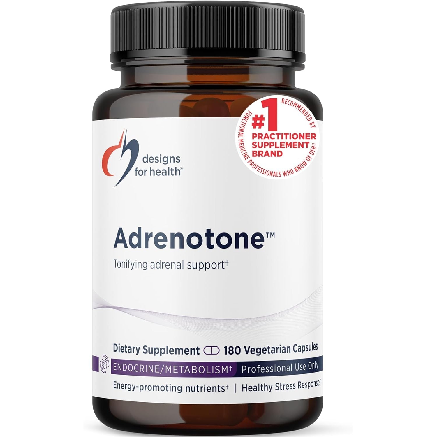 Designs for Health Adrenotone - Energy & Mood Support Supplement with Rhodiola Rosea, Ashwagandha, Vitamins B6, B2 + B5 - Designed to Support Healthy Cortisol Levels (180 Capsules)