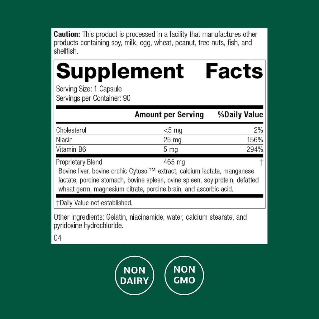 Standard Process Orchex - Nervous System Care Supplement - Excellent Source of Niacin and Vitamin B6 - Non-Dairy & Whole Food-Based - 90 Capsules (90 Servings)