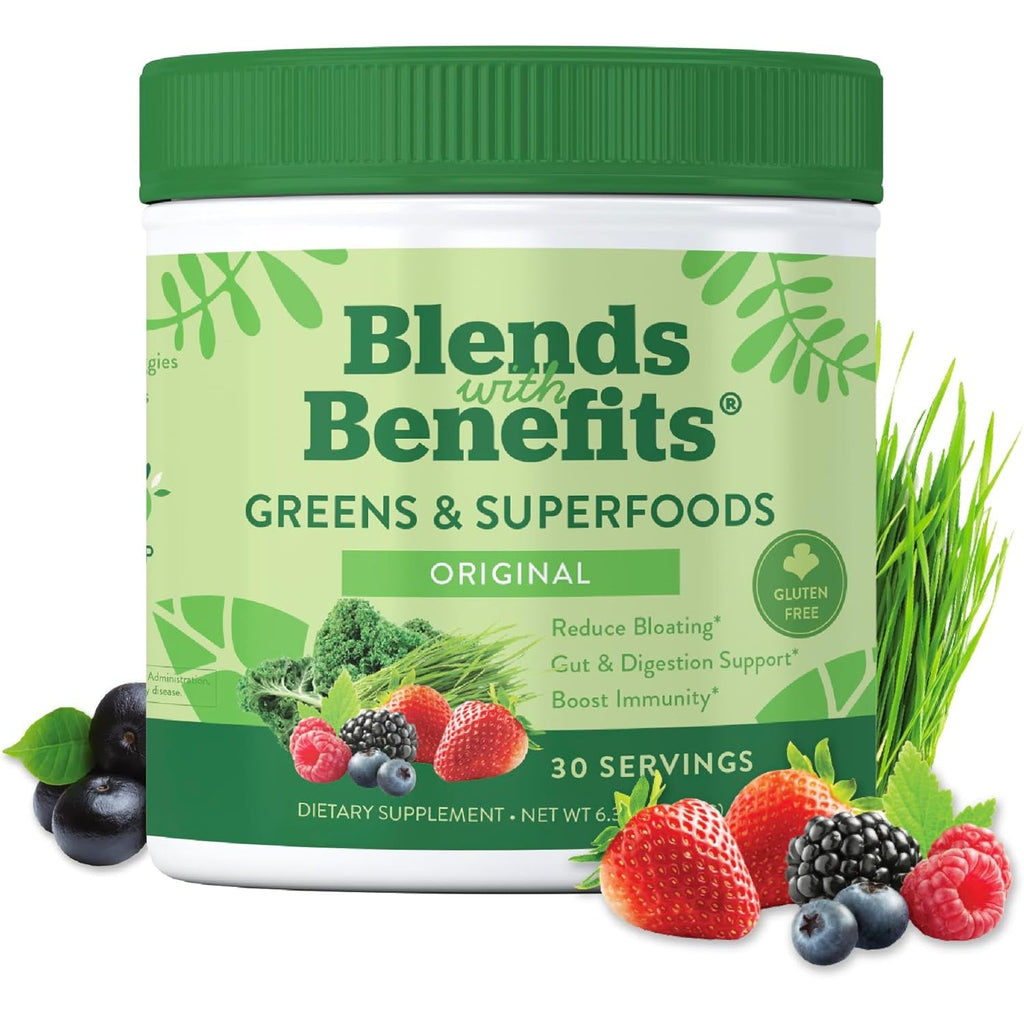 360 Nutrition Super Greens Powder with Probiotics & Digestive Enzymes, Sugar & Gluten Free, Plant-Based Superfood for Gut Health, Immunity - 6.35 Oz