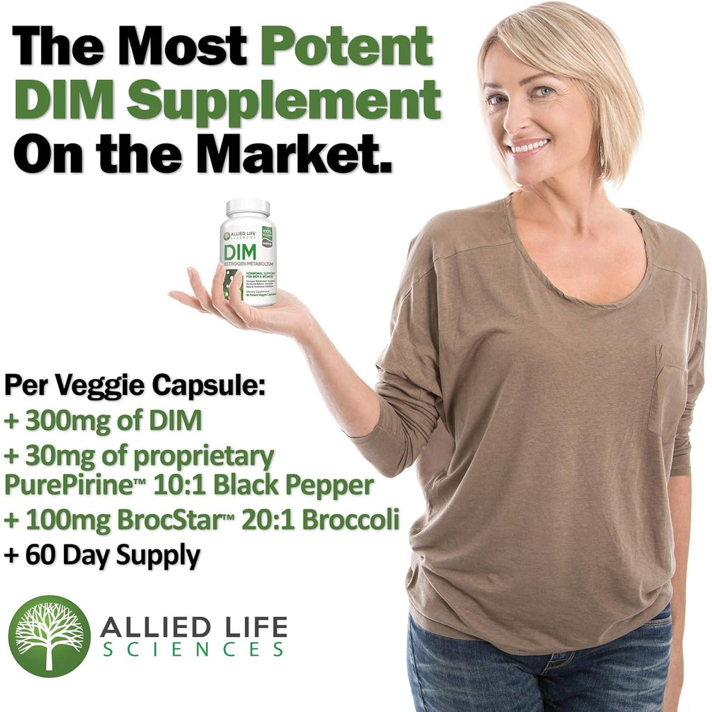 DIM Supplement, 300 Mg Diindolylmethane plus Broccoli Seeds Extract Pills, Vegan Non-Gmo, 60 Capsules | Made in the USA