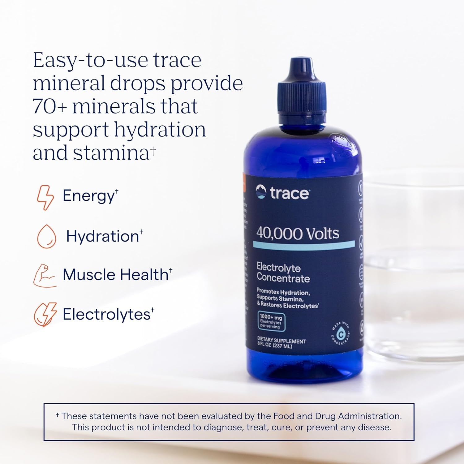 40,000 Volts 8 Fl Oz, Trace Minerals, Men, Women, Kids, Adults, Made in the USA, Gluten Free, Vegan, Celiac Friendly, Vegetarian, Non GMO, Organic, Dairy Free, Kosher, Halal, 100% Money Back Guarantee