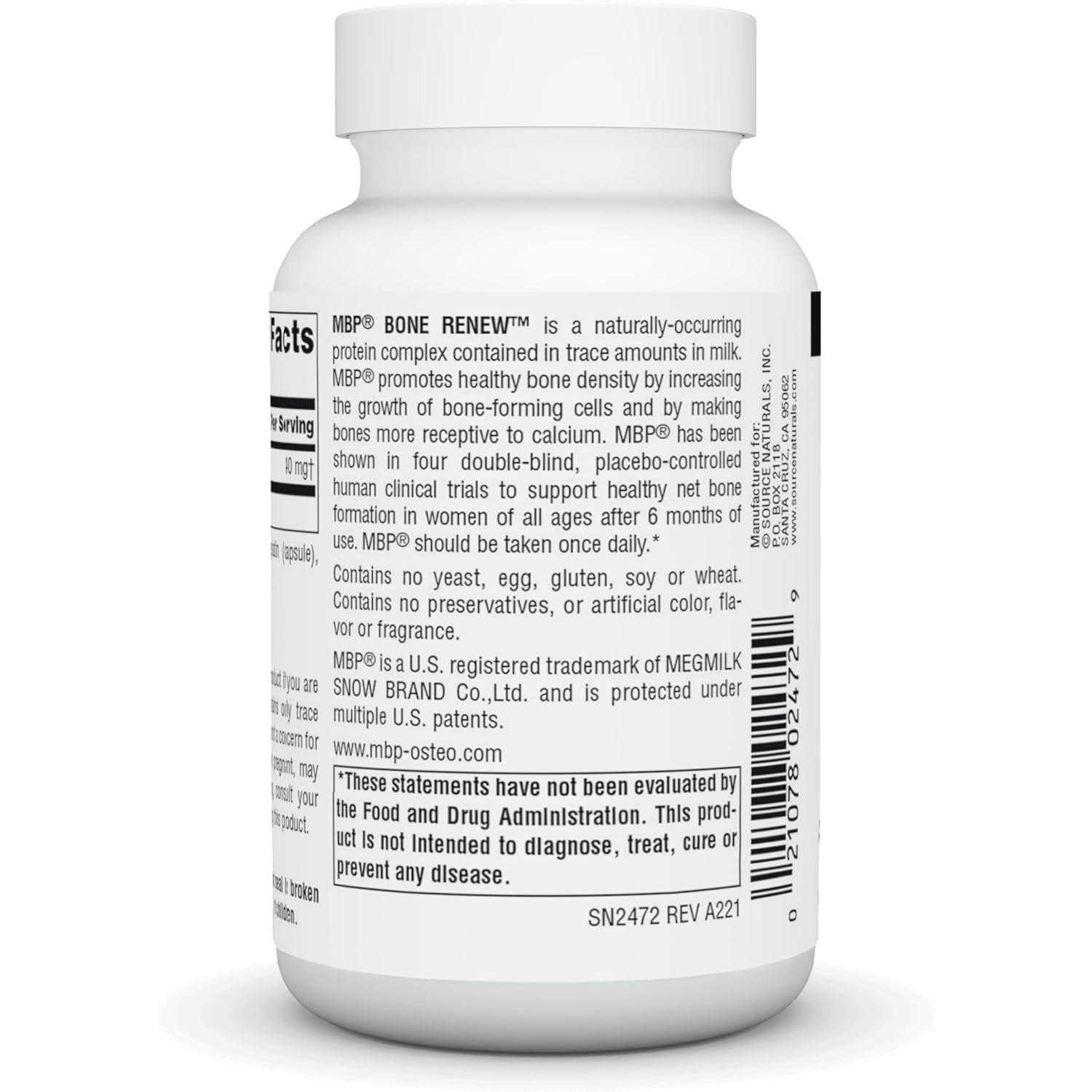 Source Naturals MBP Bone Renew, Milk Protein for Advanced Density Support* - 60 Capsules