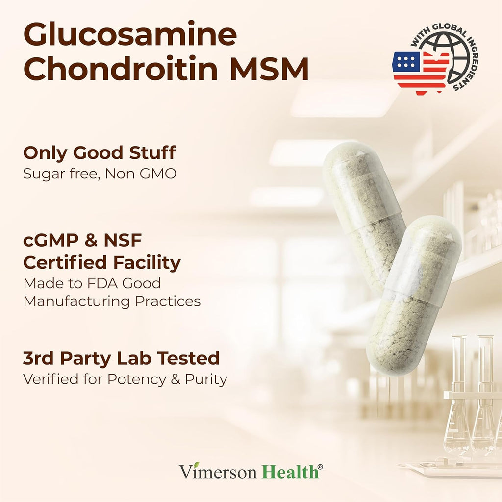 Glucosamine Chondroitin MSM – 3-In-1 Joint Supplements for Women and Men with Glucosamine Sulfate 1500Mg, Chondroitin Sulfate 1200Mg & Potent 2000Mg MSM for Cartilage & Joint Support – 150 Capsules
