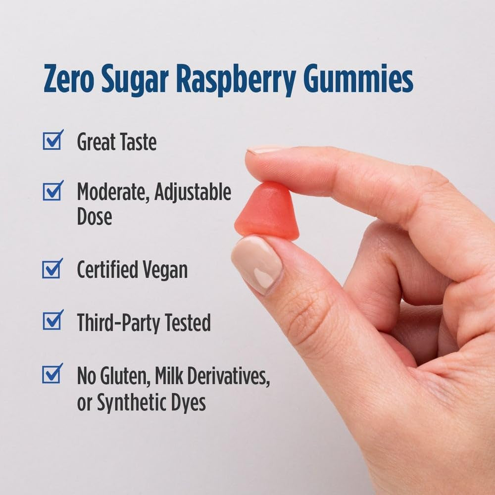 Nordic Naturals Zero Sugar Melatonin Gummies, Raspberry - 60 Gummies - 1.5 Mg Melatonin - Great Taste - Restful Sleep, Antioxidant Support - Non-Gmo, Vegan - 60 Servings