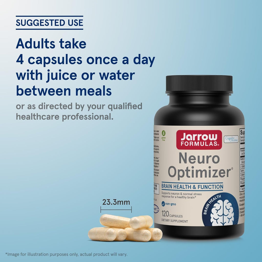Jarrow Formulas Neuro Optimizer with 7 Neuro-Nutrient Ingredients, Dietary Supplement for Brain Health, Function, and Antioxidant Support, 120 Capsules, 30 Day Supply