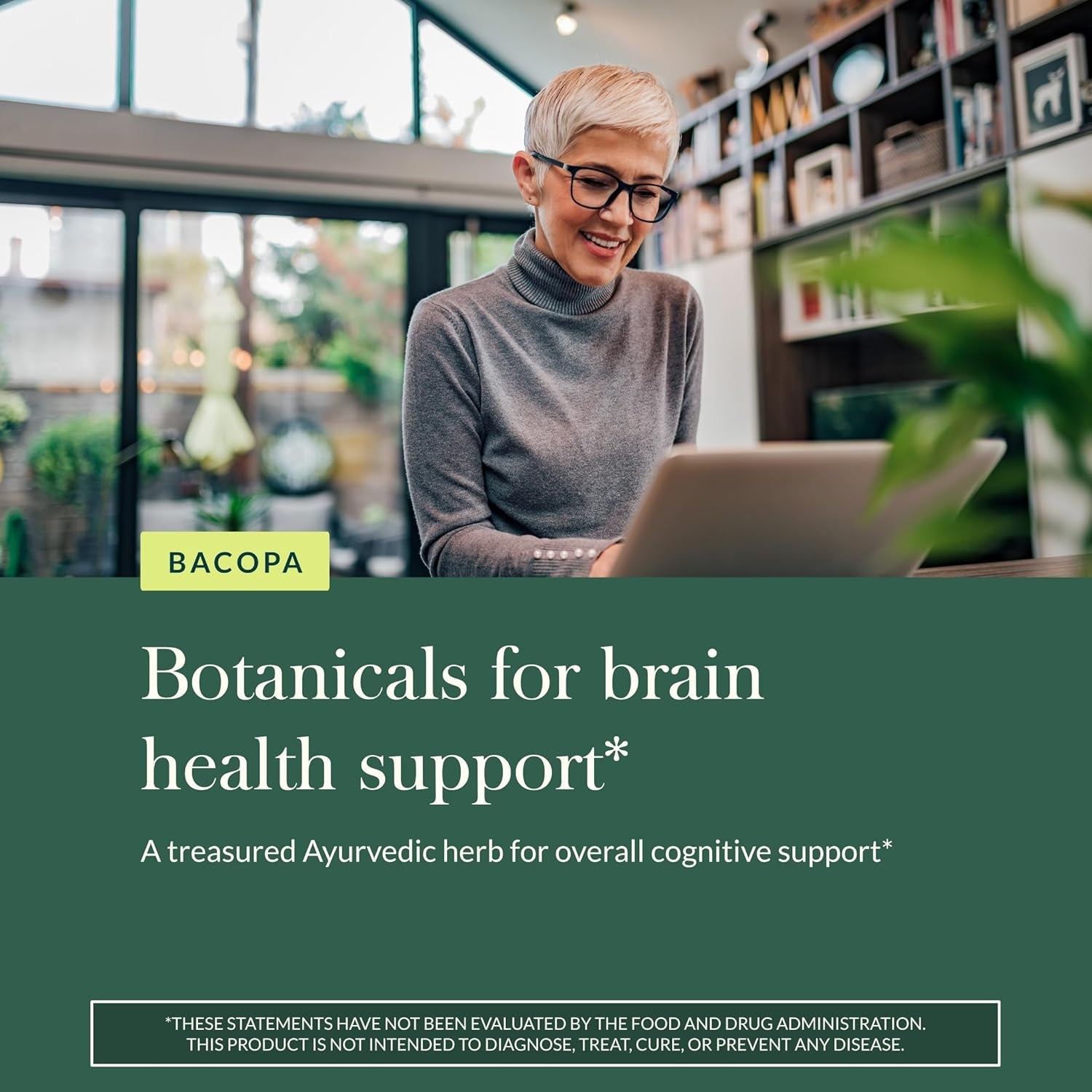 Gaia Herbs Bacopa - Brain & Cognitive Support Herbal Supplement - Made with Bacopa Monnieri to Help Support a Thriving Mind* - 60 Vegan Liquid Phyto-Capsules (60 Servings)