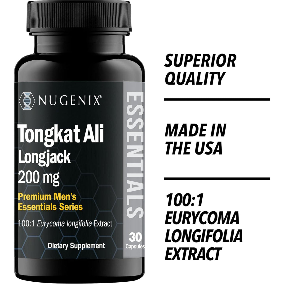 Nugenix Essentials Tongkat Ali for Men, Support for Men'S Health, Longjack Eurycoma Longifolia Extract, 30Ct