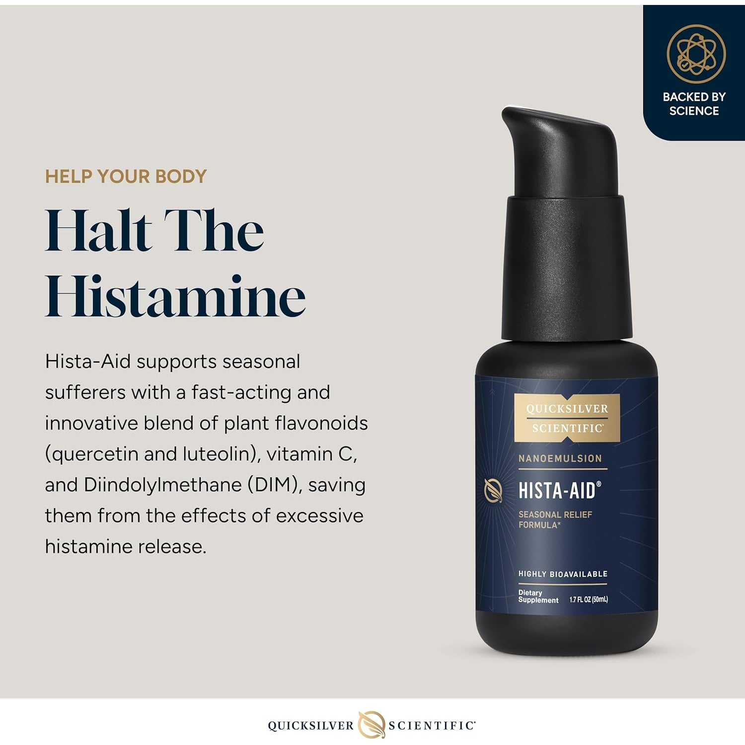 Quicksilver Scientific Nanoemulsified Hista-Aid - Flavonoids to Help Maintain Healthy Histamine Levels - Liposomal Vitamin C, DIM, Luteolin & Quercetin Liquid (50Ml)