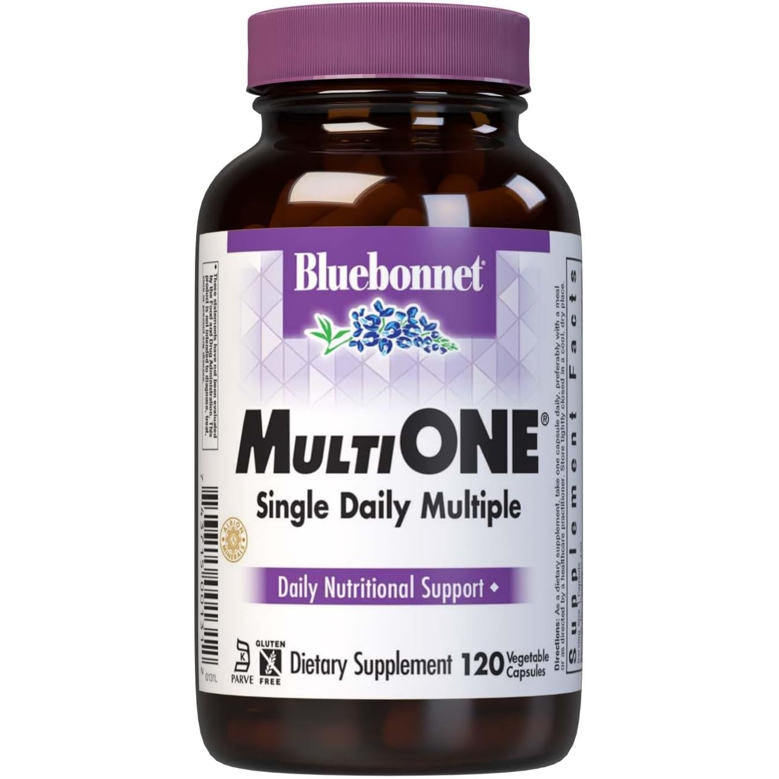 Bluebonnet Nutrition Multi One (With Iron) Vegetable Capsules, Complete Full Spectrum Multiple Vitamin Supplement, B Vitamins, Gluten & Milk Free, Kosher, 4 Month Supply, 120 Count