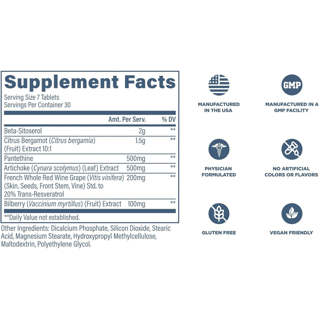 Revive MD Lipid Support Formula - Supplement Helps Maintain Healthy Cholesterol Levels, Endothelial Health & Triglyceride Levels - Beta Sitosterol, Citrus Bergamot & Pantethine (30 Servings)