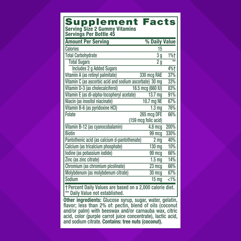 Vitafusion GLP-1 Support Multivitamin, Vitamin and Mineral Blend, 15 Essential Nutrients, Citrus Berry Flavor, 90 Count, 45 Day Supply