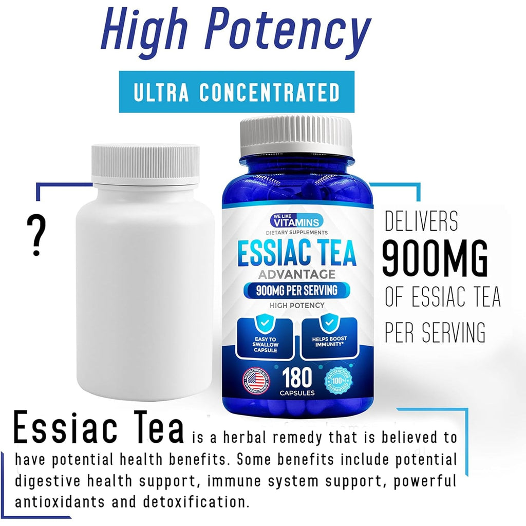 We like Vitamins Essiac Tea Capsules - 180 Count Immune Support Supplement with Burdock, Sheep Sorrel, Slippery Elm & Turkey Rhubarb - Genuine Essiac Tea 900Mg Daily Dose