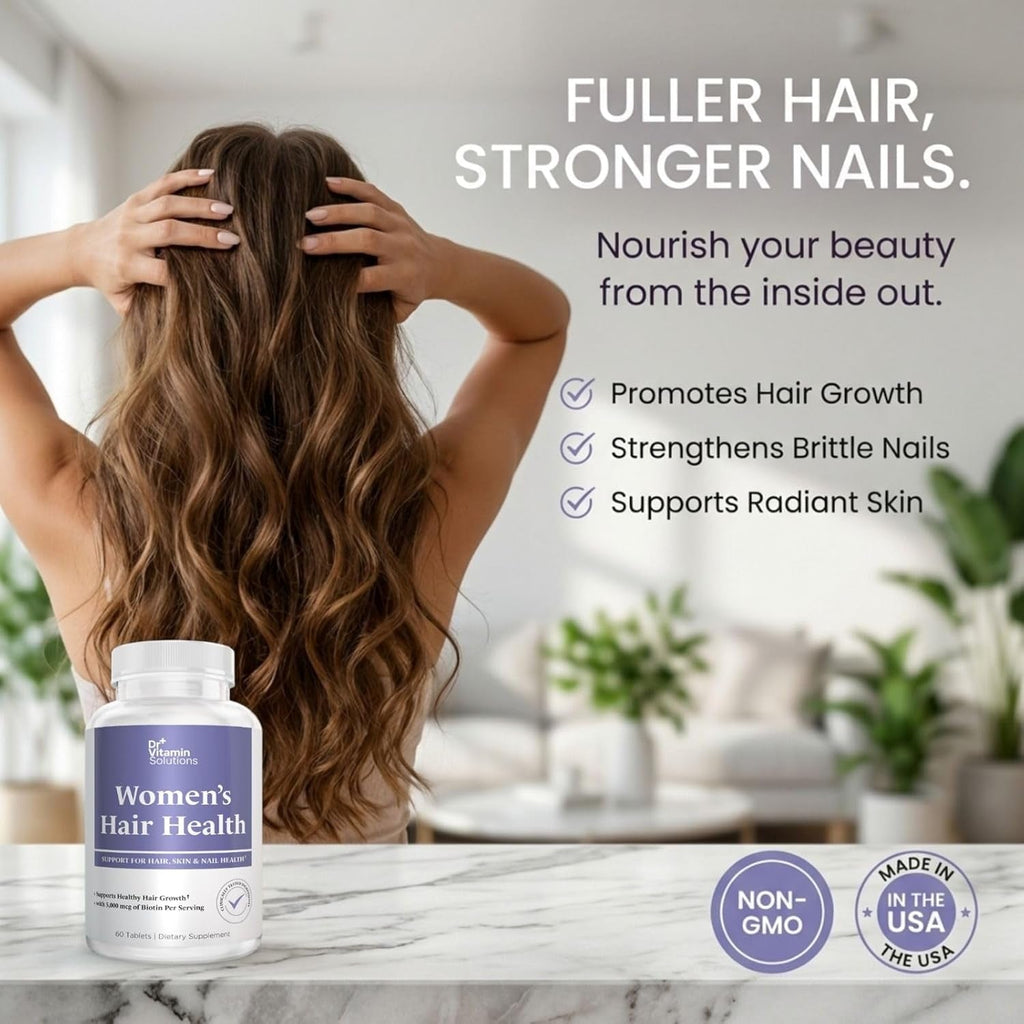 DR VITAMIN SOLUTIONS Women'S Hair Health - Hair, Skin & Nails Support with Biotin & Collagen - 60 Tablets