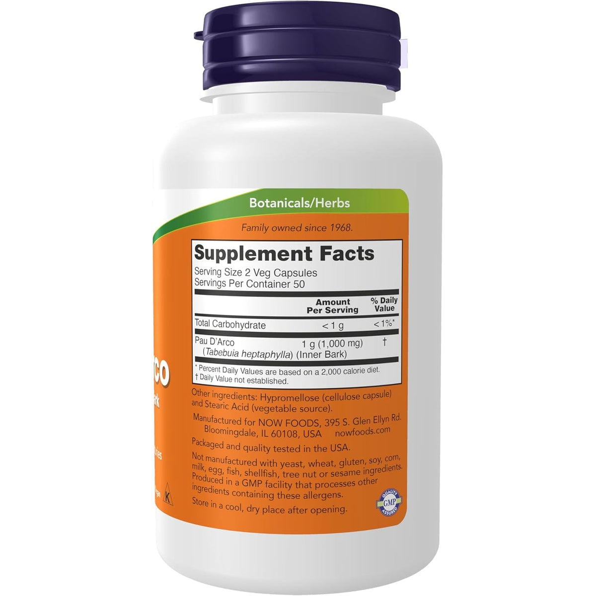 NOW Foods Supplements, Pau D'Arco (Tabebuia Heptaphylla) 500 Mg, Herbal Support, 100 Veg Capsules
