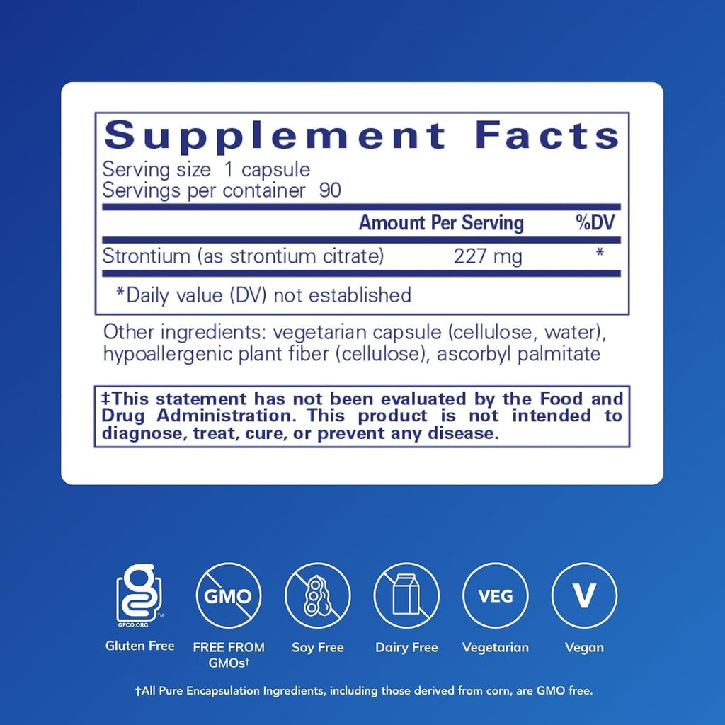 Pure Encapsulations Strontium (Citrate) | Hypoallergenic Dietary Supplement to Support Healthy Bones* | 90 Capsules