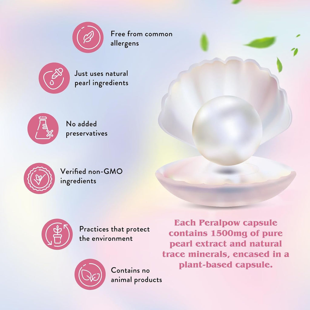 Organic Pearl Powder Capsules 1500Mg | Premium Pearl Extract for Skin Radiance, Eye Wellness & Nail Resilience | 100% Natural Calcium & Amino Acids | Non-Gmo, Vegan, 60 Capsules
