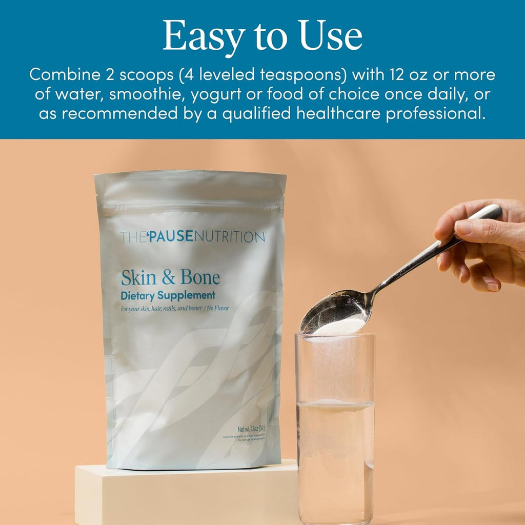 The 'Pause Life Skin & Bone, Verisol & Fortibone Collagen Peptides, Powder Formula with Hyaluronic Acid and Vitamin C, Gluten Free Supplement, Skin, Nails & Hair Support, Unflavored, Easy to Mix 12 OZ