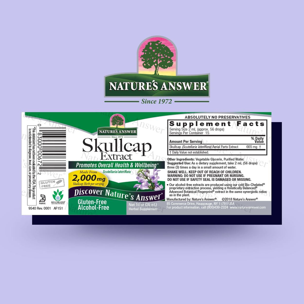 Nature'S Answer Alcohol-Free Skullcap Herb, 1-Fluid Ounce