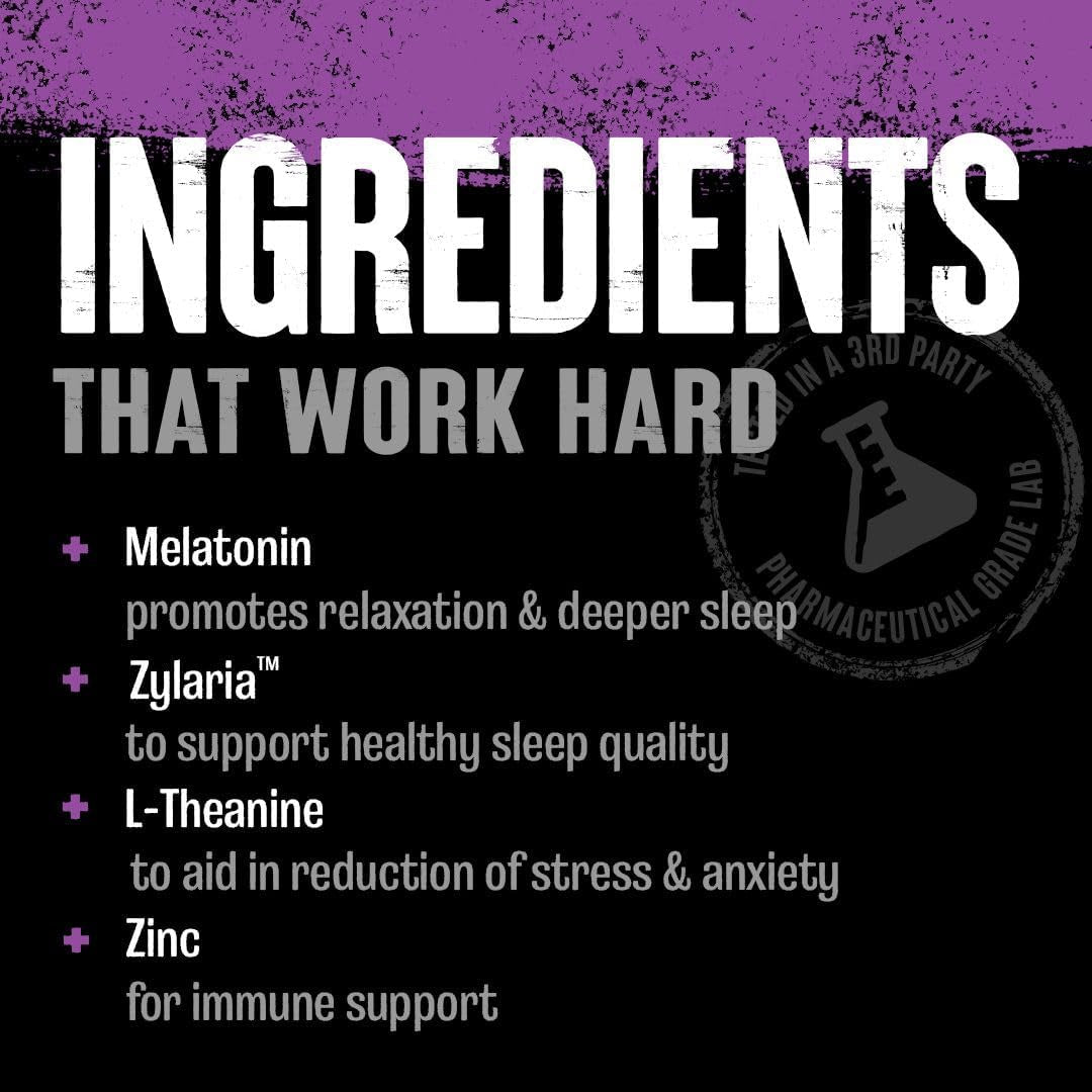 Animal PM - Sleep Aid for Adults Non-Habit Forming Relaxation Enhancer and Mood Support with Melatonin, L-Theanine, Zylaria, Zinc, Magnesium, Vitamin B6, GABA + AKG Anabolic Stack Supply, 30 Count