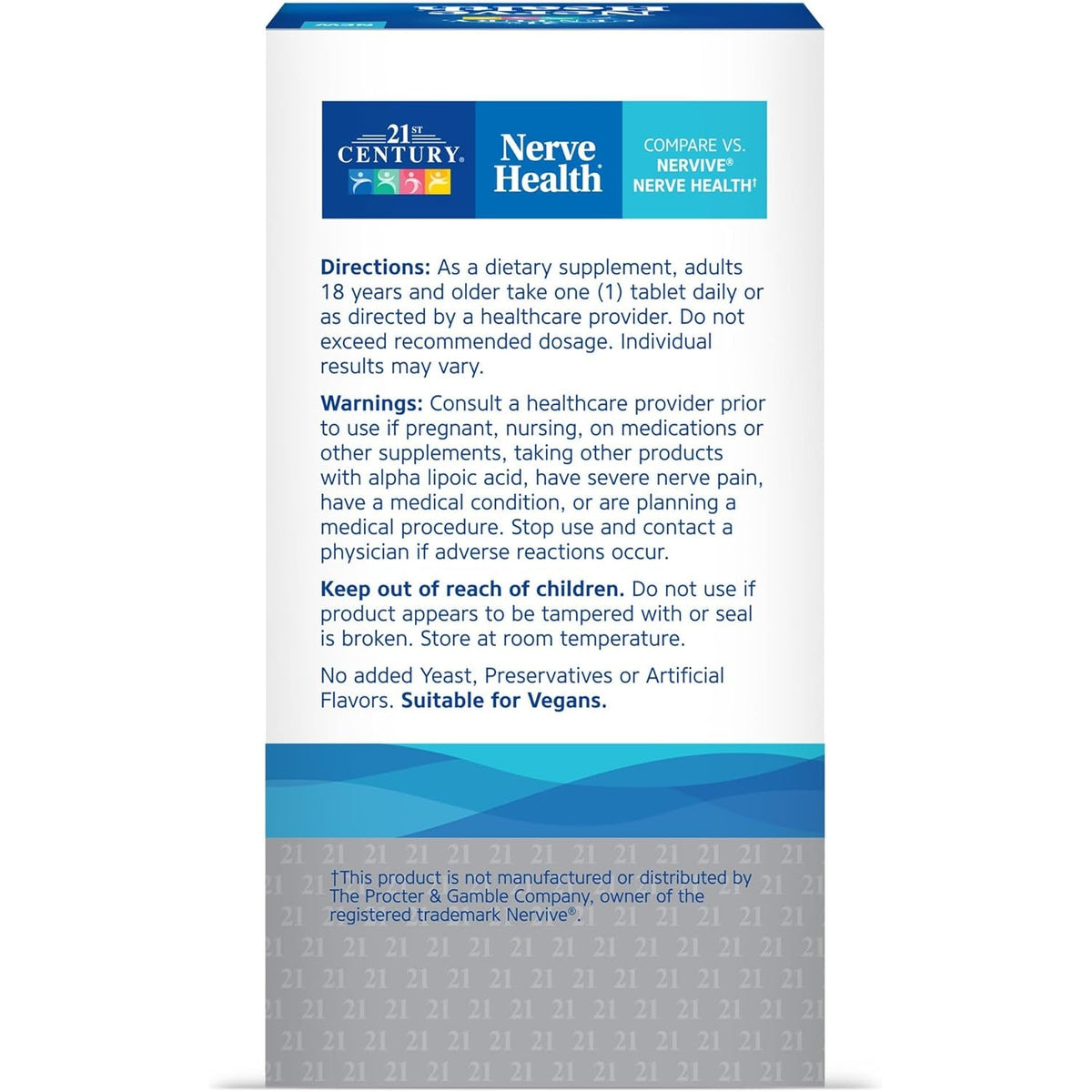 21St Century Nerve Health Tablets (30 Count), Alpha Lipoic Acid 300Mg, B1, B6, & B12 Vitamins for Nerve Function Support, Antioxidant ALA Supplement, Gluten Free. Non-Gmo, & Vegan