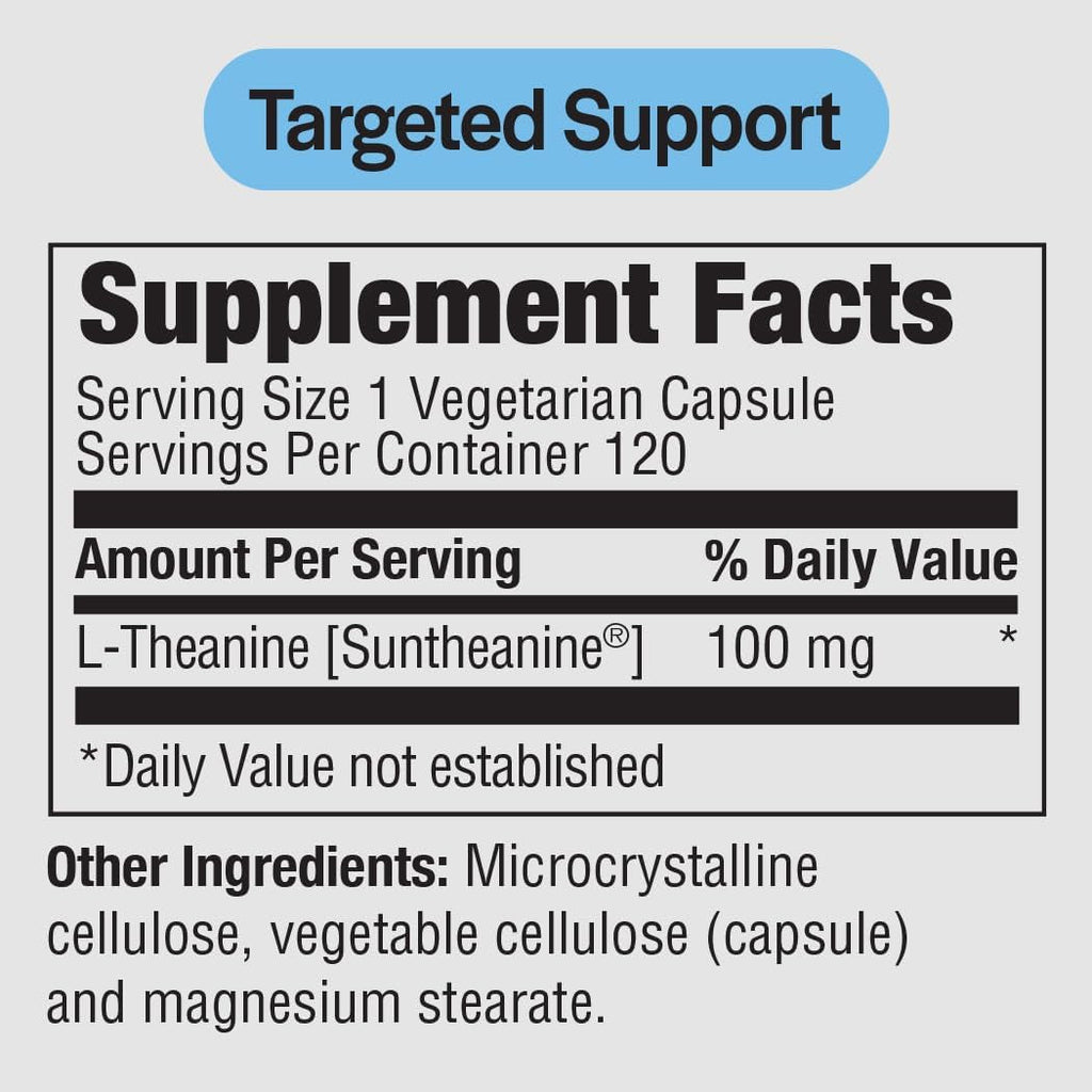 Pureformulas L Theanine Supplement 100 Mg, L-Theanine Supports Stress Levels, Relaxed State, Mood, Sleep, Dairy Free, Soy Free, Non-Gmo 60 Vegetarian Capsules