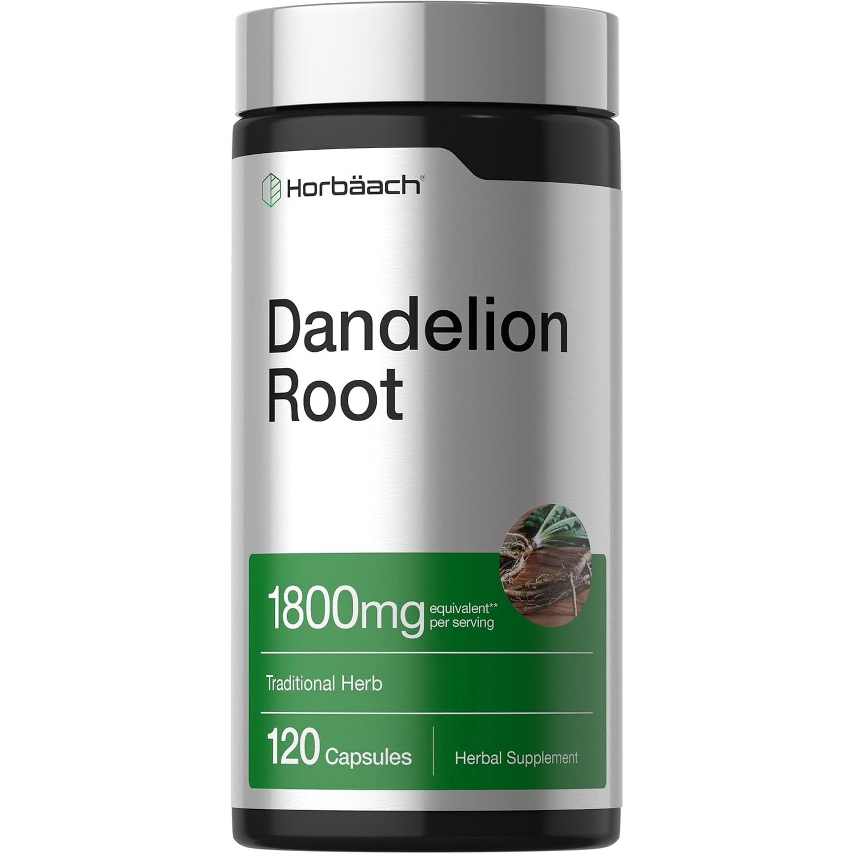 Horbäach Dandelion Root Supplement | 120 Capsules | Non-Gmo, Gluten Free