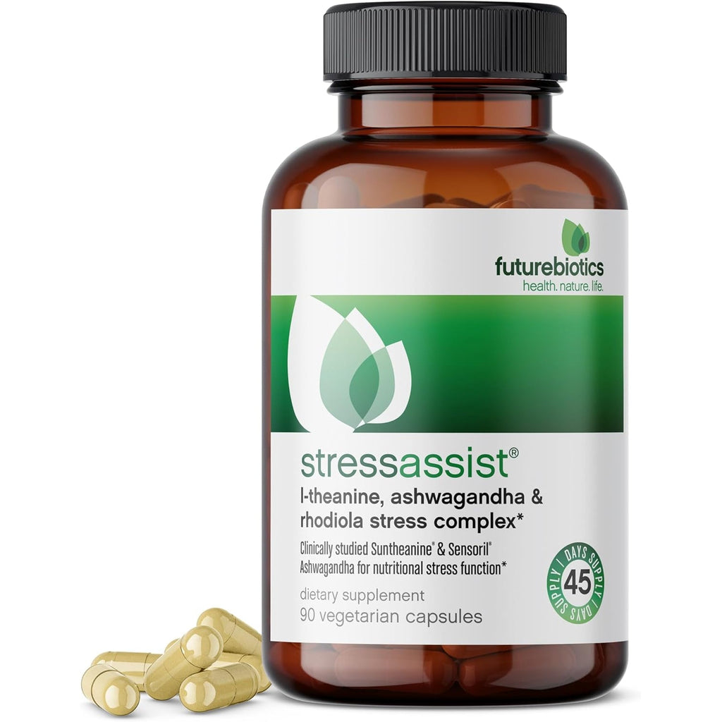 Futurebiotics Stressassist L-Theanine Ashwagandha and Rhodiola Rosea Stress Complex - Natural Nutritional Stress Function, 90 Vegetarian Capsules