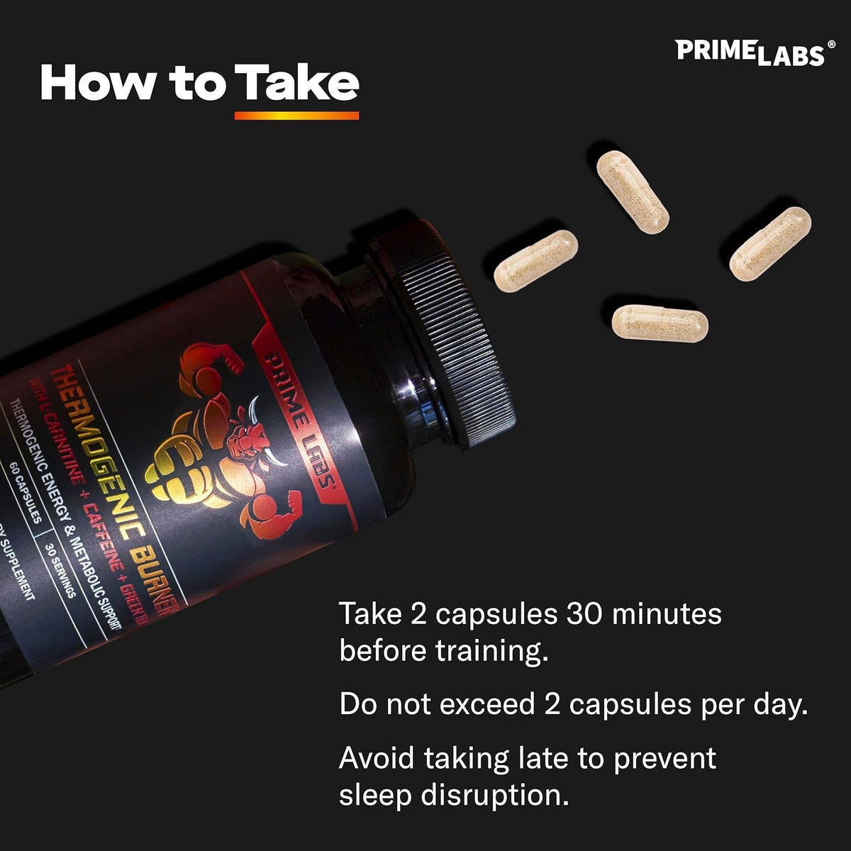 Prime Labs Thermogenic Fat Burner for Men - Weight Loss Supplement - with L-Carnitine, Caffeine, & Green Tea - Thermogenic Energy & Metabolic Support - Third-Party Tested, Made in the USA - 60 Count