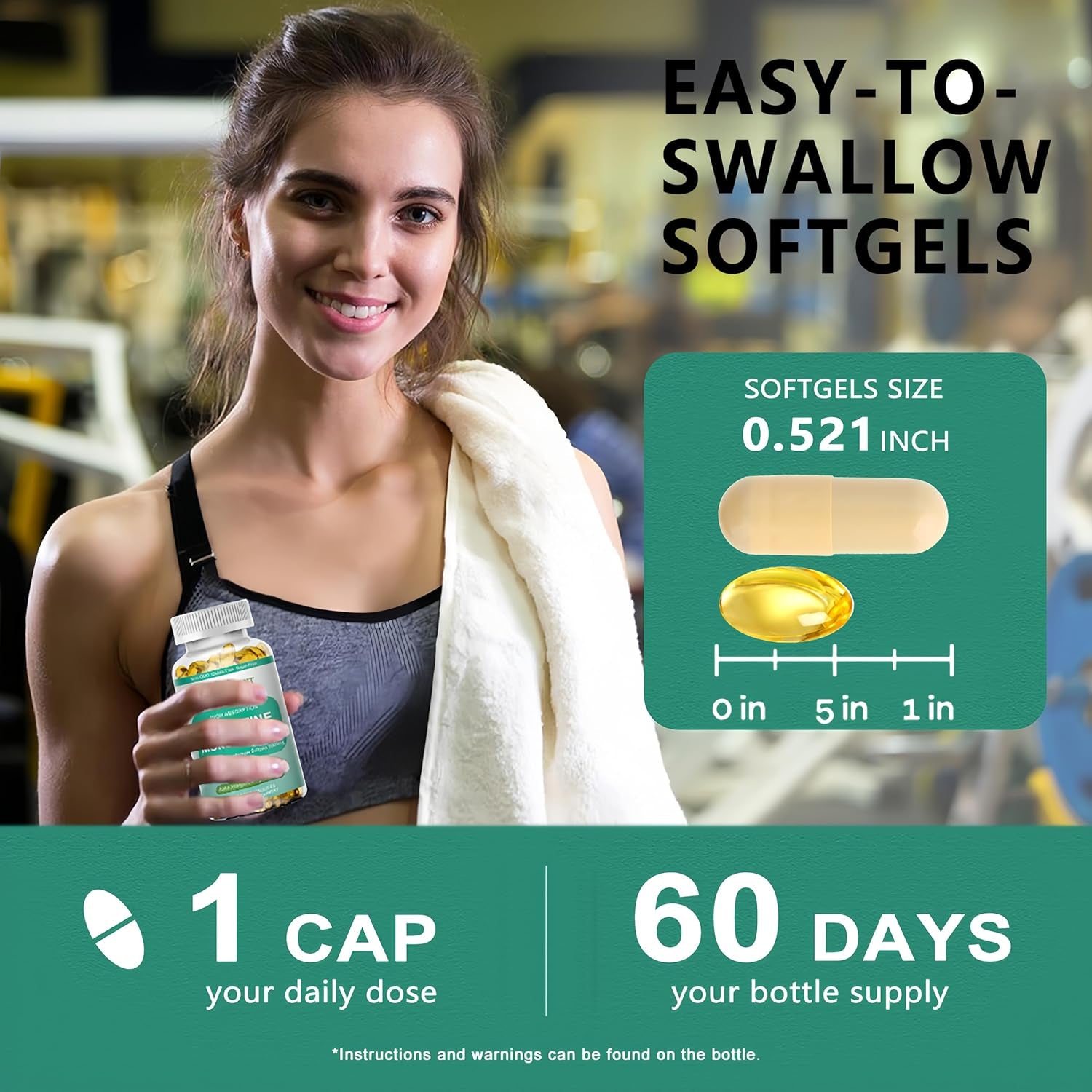 Creatine Softgels - High Absorption Creatine for Women & Men - Creatine Monohydrate 5000Mg for Muscle Strength, Muscle Builder, Energy Boost, Pre-Workout - Sugar Free, Non-Gmo & Gluten Free