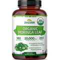 Zazzee USDA Organic Moringa Leaf 20:1 Extract, 180 Vegan Capsules, 3 Month Supply, Certified Kosher, Moringa Oleifera, Antioxidant, Immune & Cellular Support, Superfood Supplement, Made in the USA