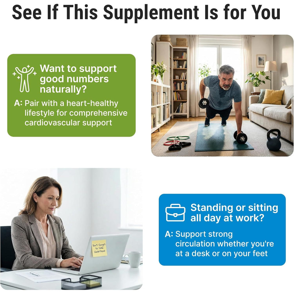 Cholesterol Supplement - All-Natural Ingredients to Support Normal Colesterol Levels. Supports Optimal Circulation. 60 Capsules