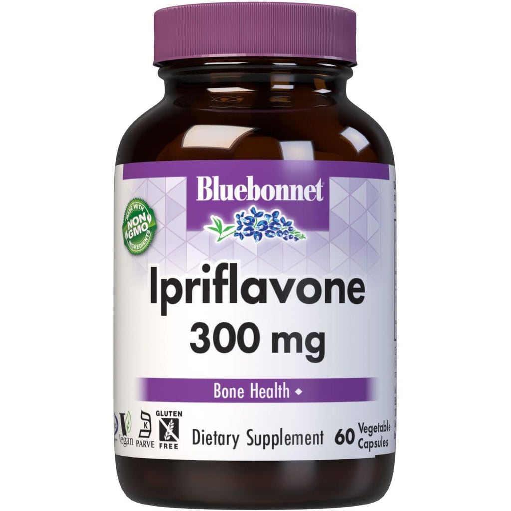 Bluebonnet Nutrition Ipriflavone 300Mg – for Bone Health* – Ostivone Source - Non-Gmo, Vegan, Kosher Certified, Gluten-Free, Soy-Free, Dairy-Free – 60 Vegetable Capsules, 60 Servings