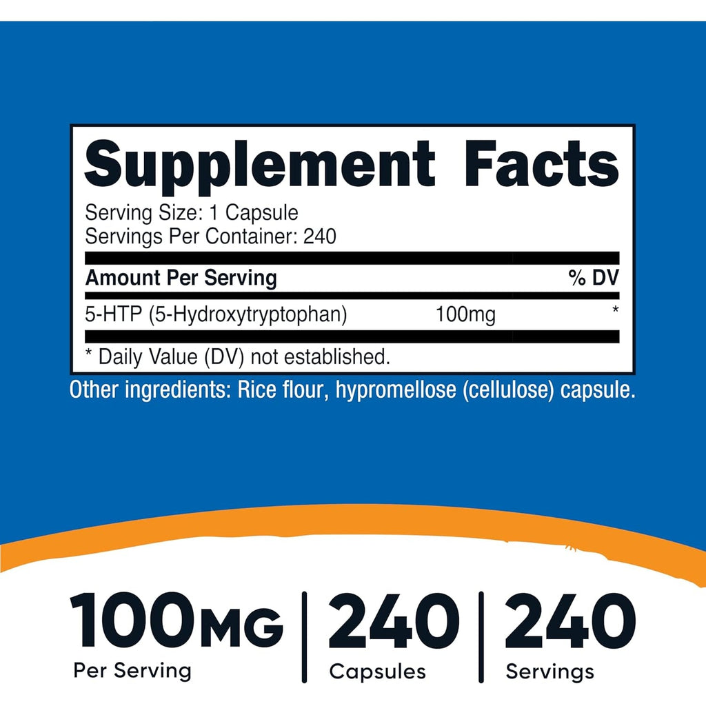 Nutricost 5-HTP 100Mg, 240 Vegetarian Capsules (5-Hydroxytryptophan) - Non-Gmo & Gluten Free
