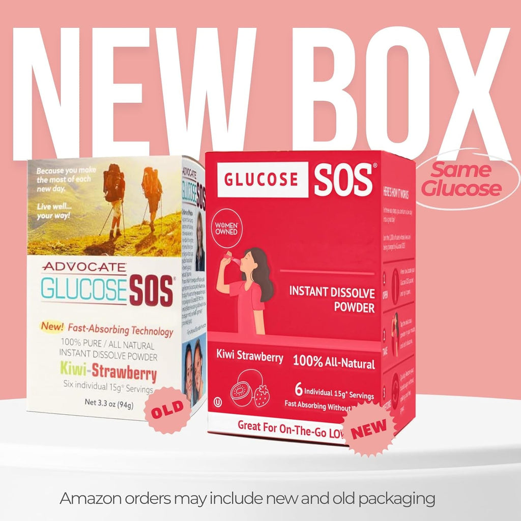 Glucose SOS Glucose Powder Packets with Natural Dextrose, Fast-Absorption That Instantly Dissolves in Your Mouth with No Water Needed, Kiwi Strawberry 6 Servings