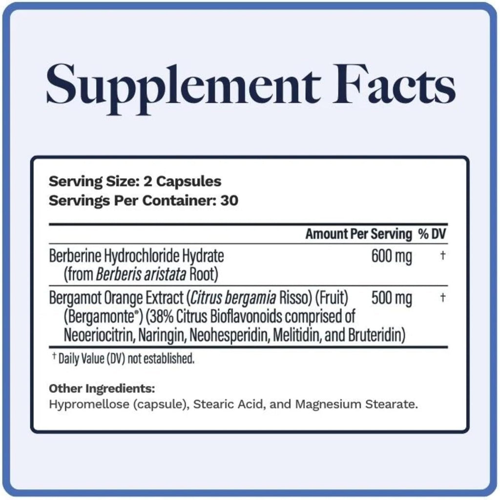 Utzy Naturals Berbercol | 500Mg Citrus Bergamot (As Bergamonte) & Berberine | Naturally Supports Heart Health and More | 60 Capsules