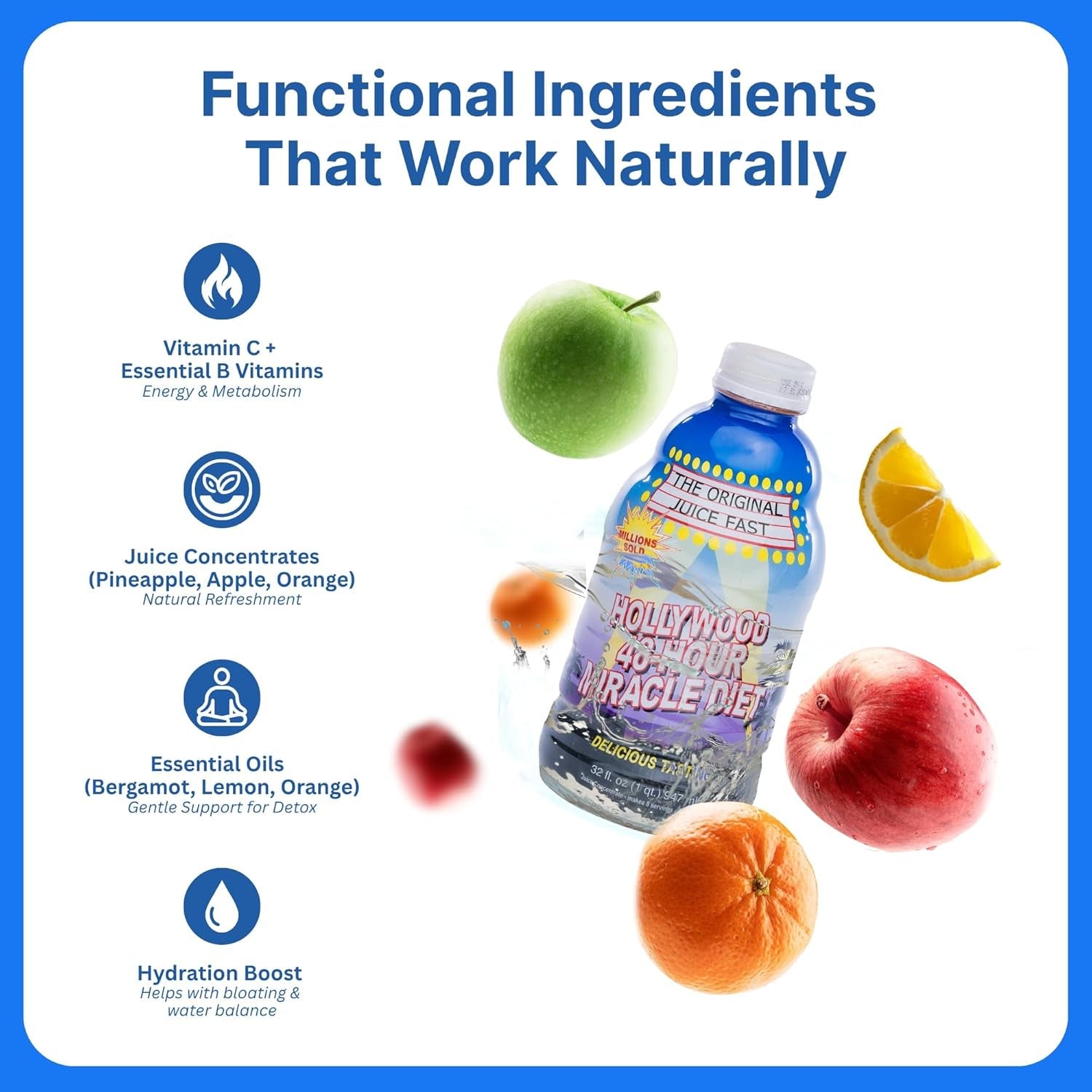 Hollywood Diet 48 Hour Juice Cleanse Drink 2 Pack, Vitamin-B Infused Detox Cleanse for Body Reset, Hydration, and Energy | Ideal for Intermittent Fasting, Bloating Support, Event Prep, 32 Oz