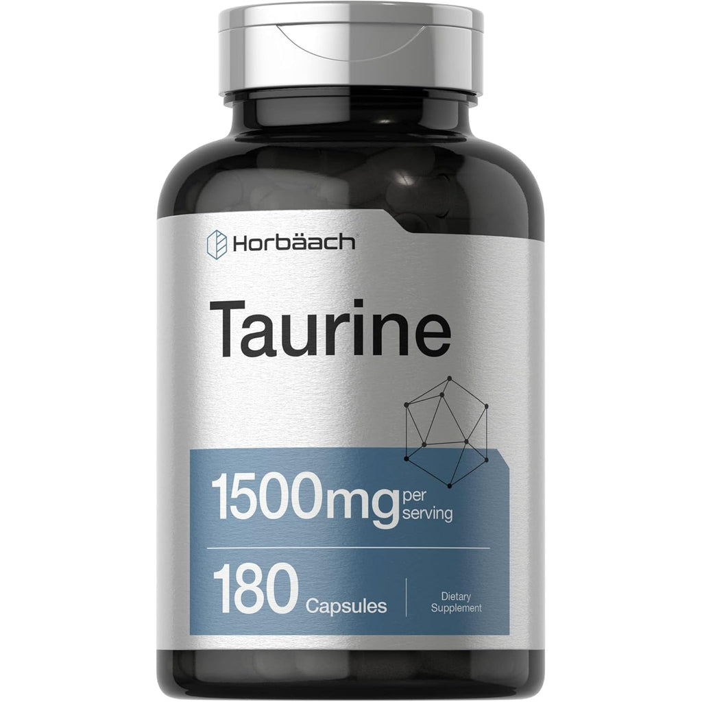 Horbäach Taurine 1500Mg | 180 Capsules | Amino Acid Supplement | Non-Gmo and Gluten Free