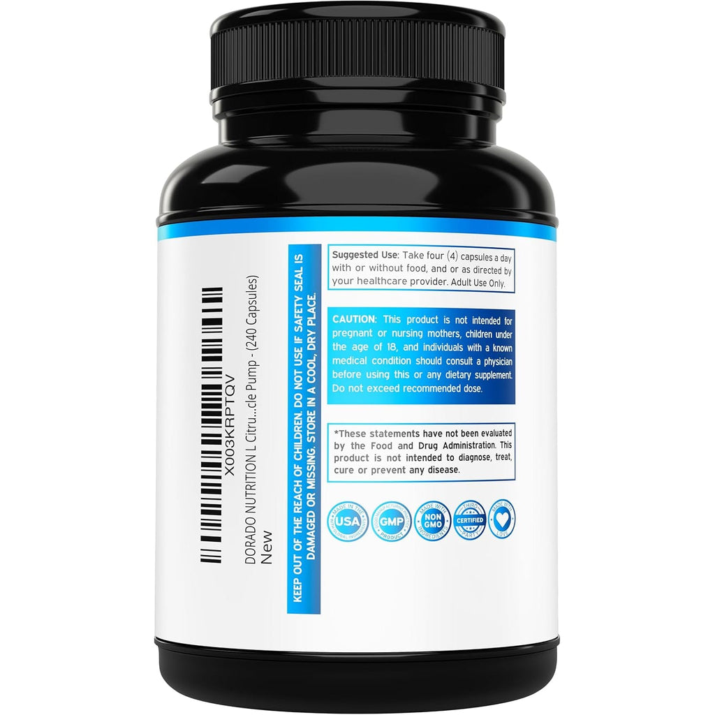 L Citrulline 3000Mg Supplement (240 Capsules) Support L Arginine & Nitric Oxide Pills - L-Citrulline for Men & Women - Muscle Recovery & Pump Supplement - 3Rd Party Tested, Vegan, Non-Gmo - USA Made