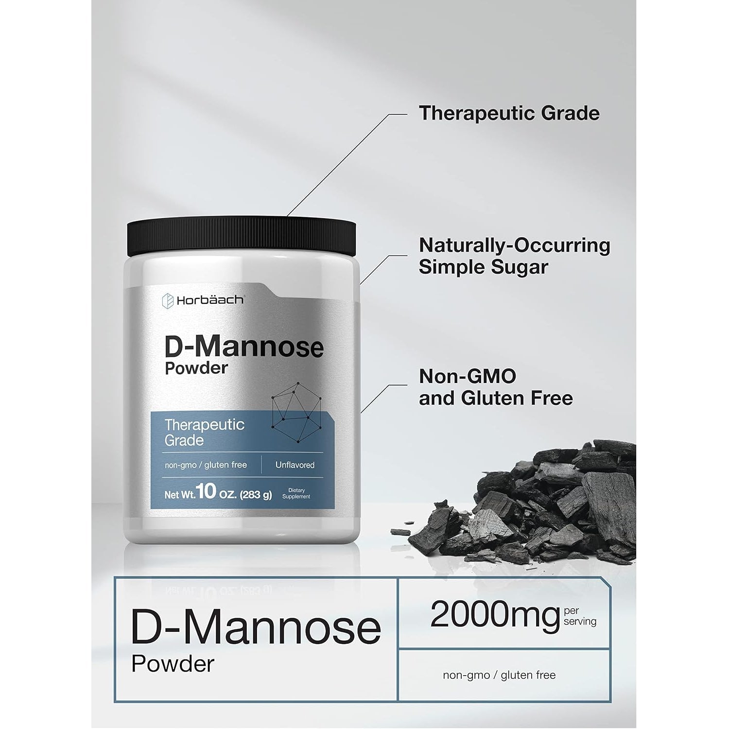 Horbaach D-Mannose Powder | 10 Oz | Supplement for Women and Men | Unflavored | Vegetarian, Non-Gmo, and Gluten Free