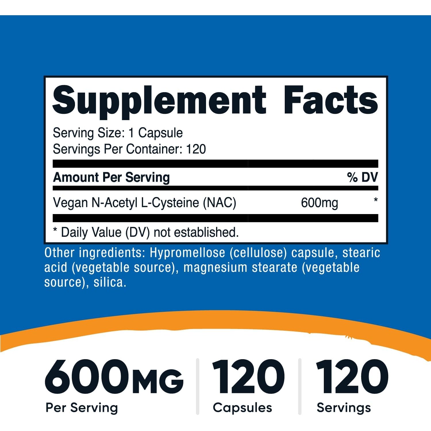 Nutricost N-Acetyl L-Cysteine (NAC) 600Mg, 120 Vegetarian Capsules - Non-Gmo, Gluten Free, Vegetarian Caps